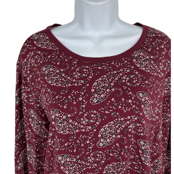 Lands End Womens Relaxed Fit Long Sleeve Paisley Print Top Size XL 18 - Picture 2 of 9